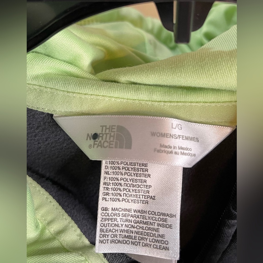 The North Face Full Zip Hooded Jacket Charcoal Gray & Neon Green Size L - Picture 6 of 7